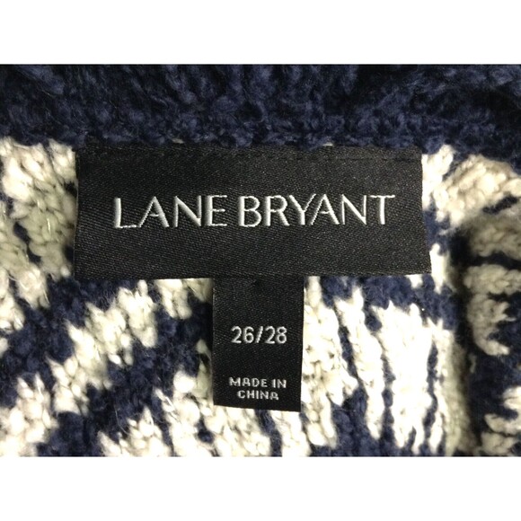 Lane Bryant Cardigan Sweater Wn 26/28 Blue White Striped Open Front Fringe Boho - Picture 9 of 11